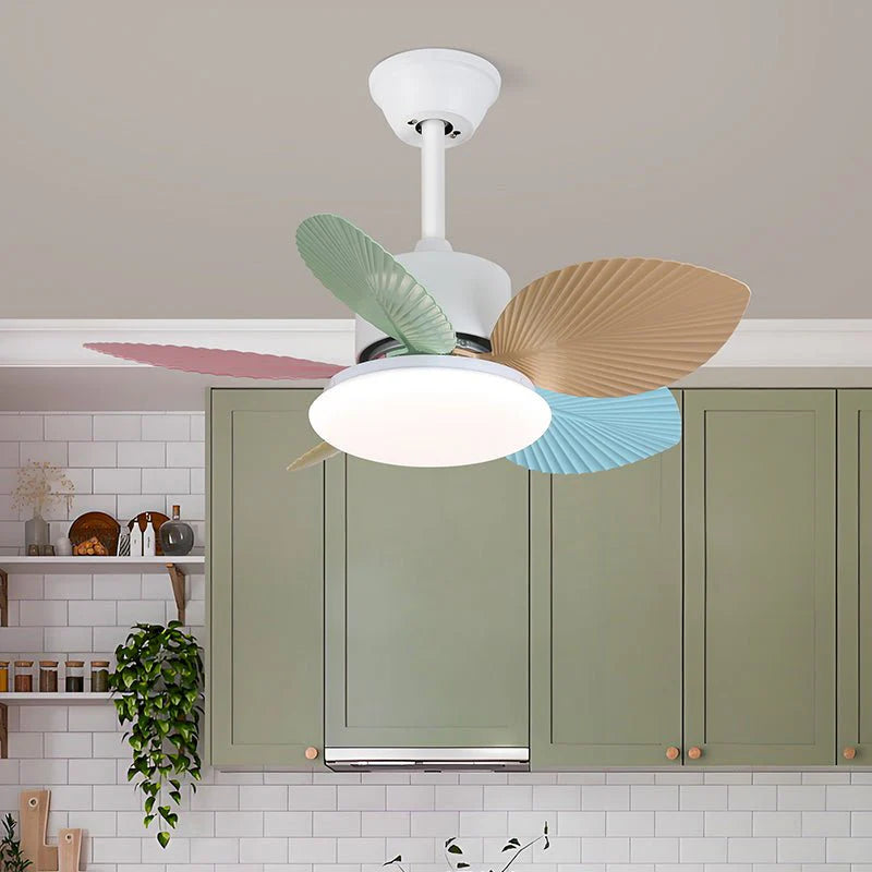 Candy Breeze Colorful Petal Glass Ceiling Fan Light