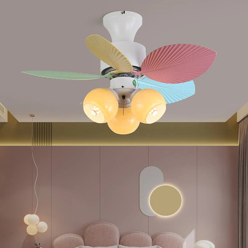 Candy Breeze Colorful Petal Glass Ceiling Fan Light