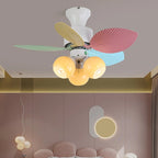 Candy Breeze Colorful Petal Glass Ceiling Fan Light
