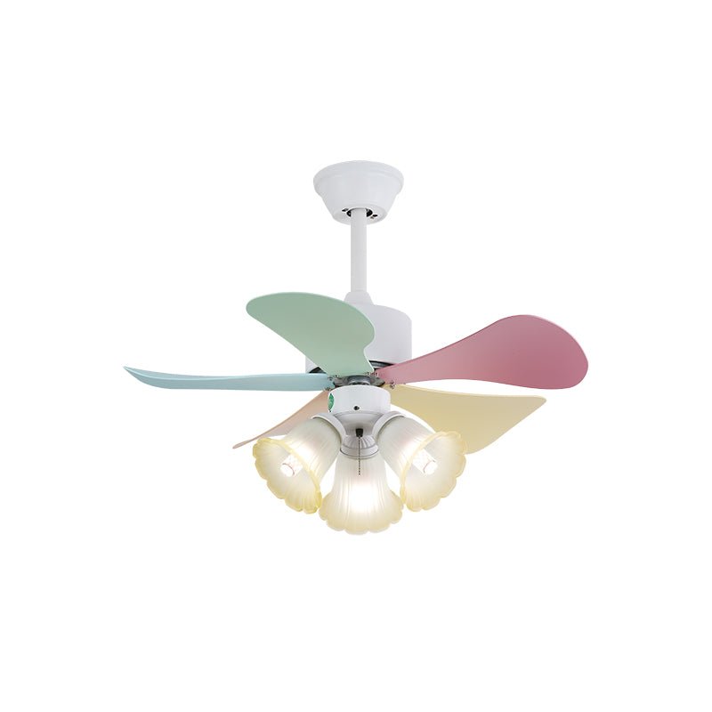 Candy Breeze Colorful Petal Glass Ceiling Fan Light
