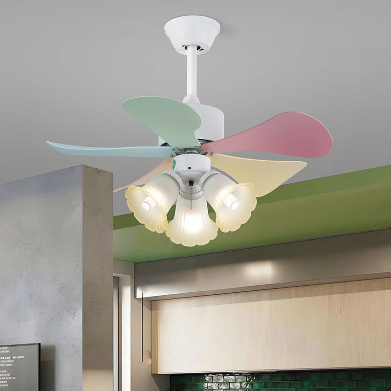 Candy Breeze Colorful Petal Glass Ceiling Fan Light