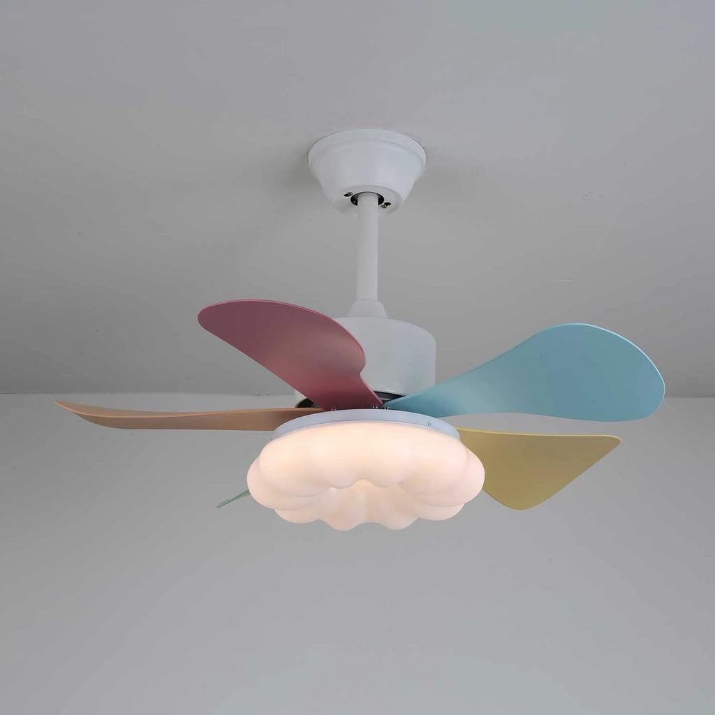 Candy Breeze Colorful Petal Glass Ceiling Fan Light