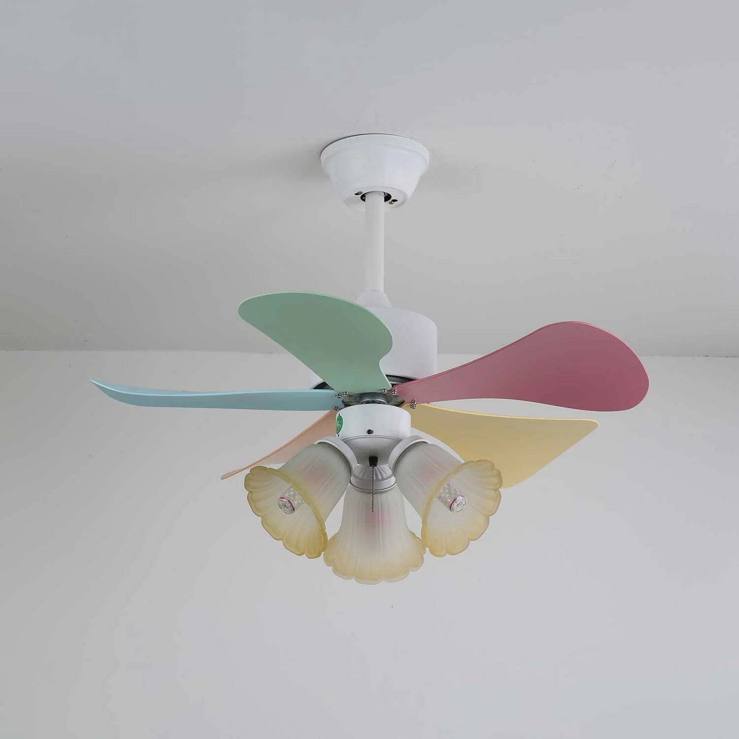 Candy Breeze Colorful Petal Glass Ceiling Fan Light