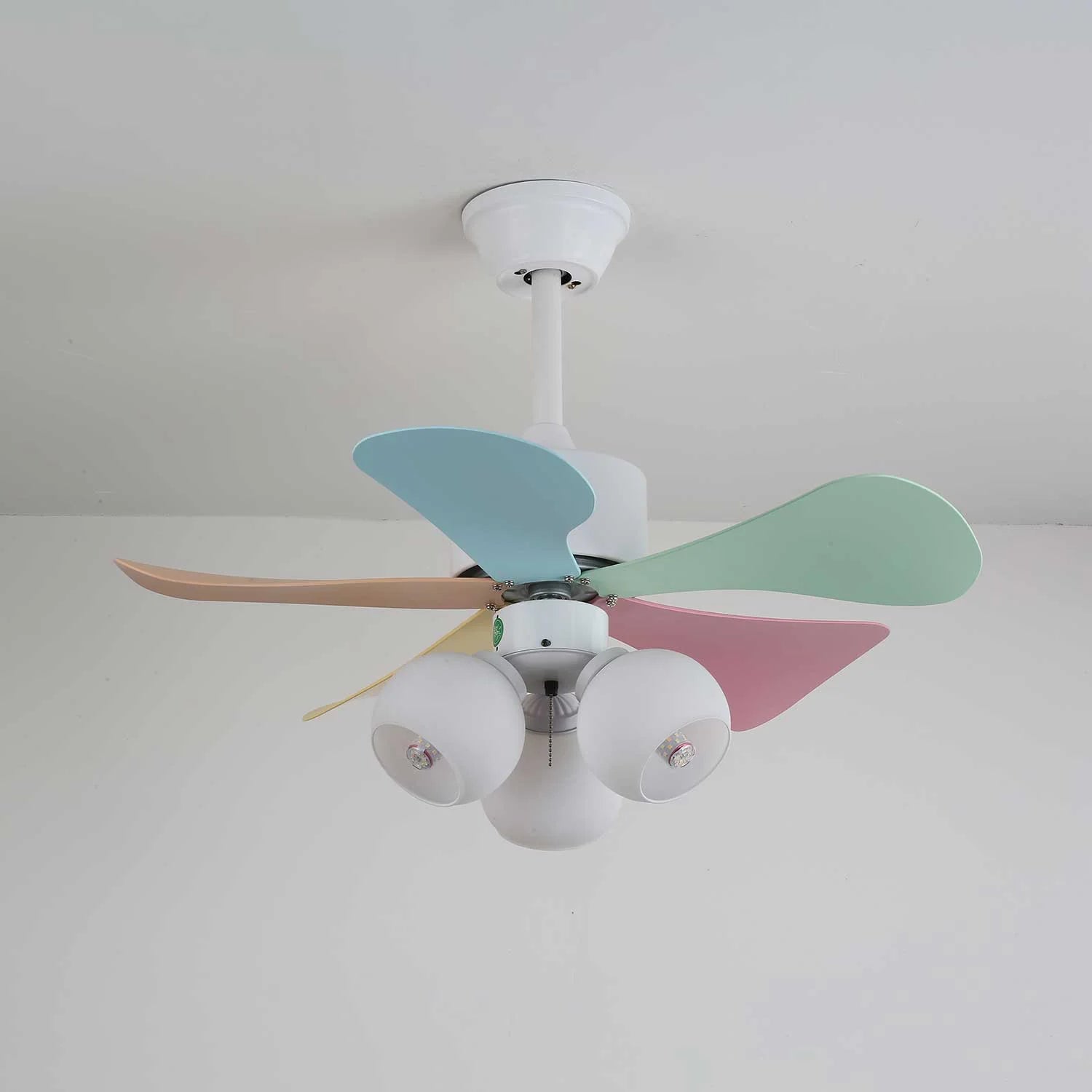 Candy Breeze Colorful Petal Glass Ceiling Fan Light