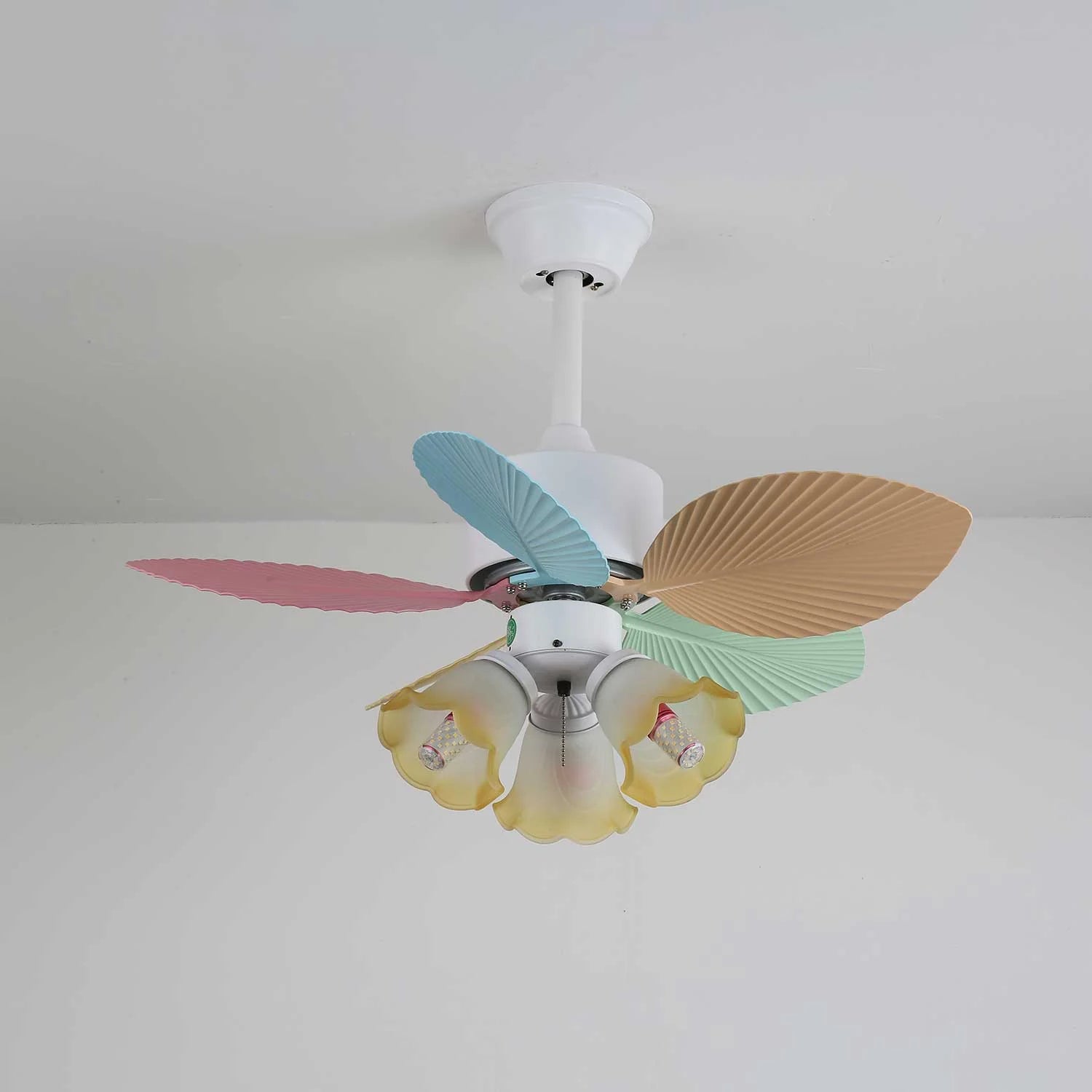 Candy Breeze Colorful Petal Glass Ceiling Fan Light