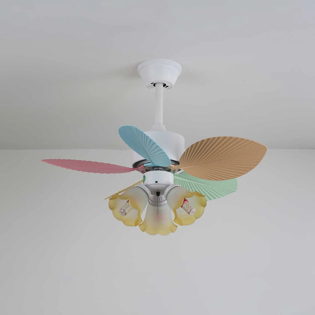 Candy Breeze Colorful Petal Glass Ceiling Fan Light