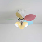 Candy Breeze Colorful Petal Glass Ceiling Fan Light