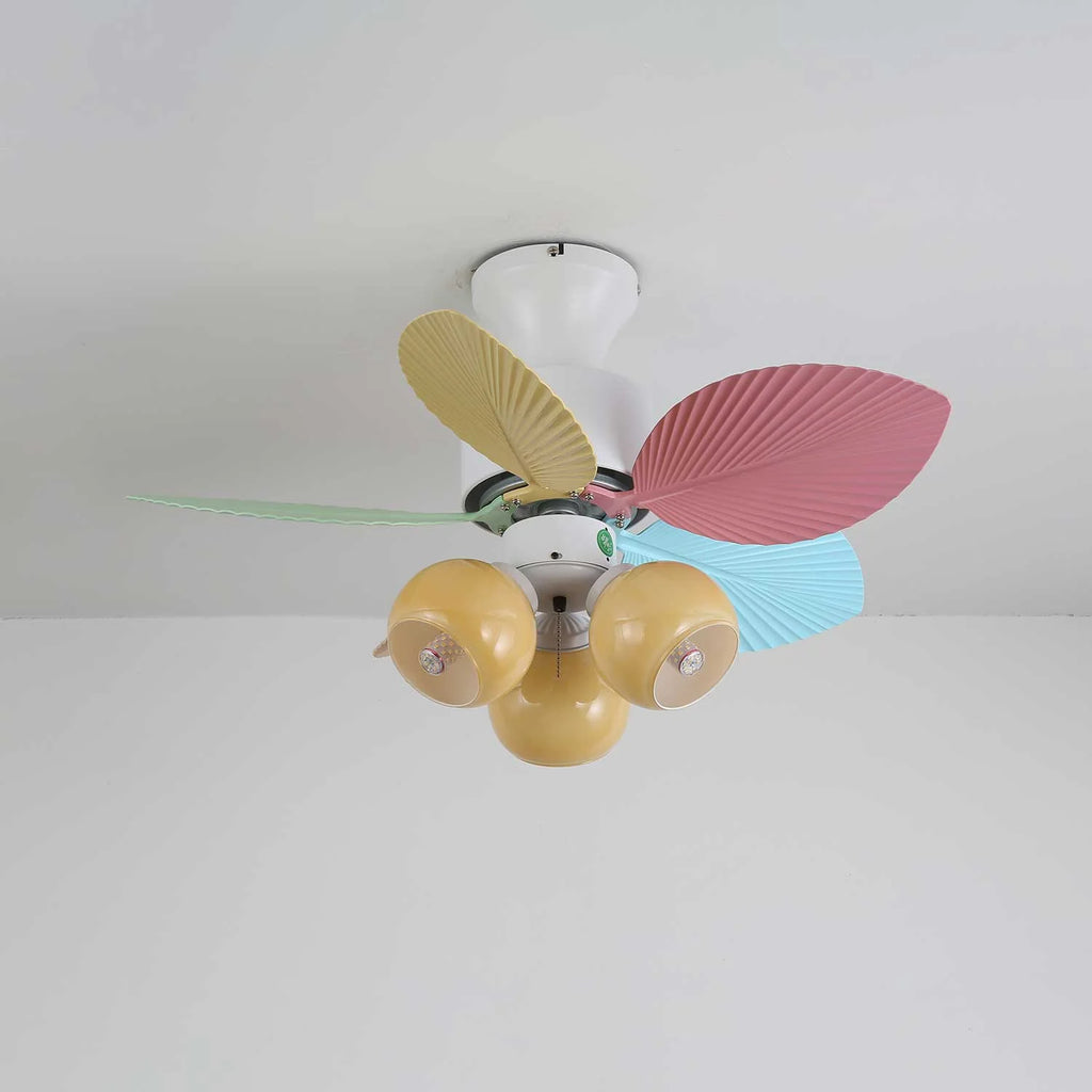 Candy Breeze Colorful Petal Glass Ceiling Fan Light