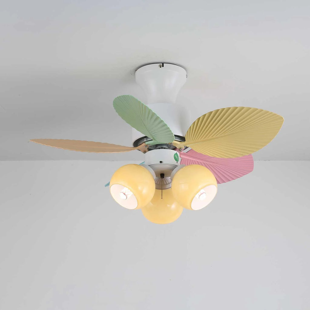 Candy Breeze Colorful Petal Glass Ceiling Fan Light