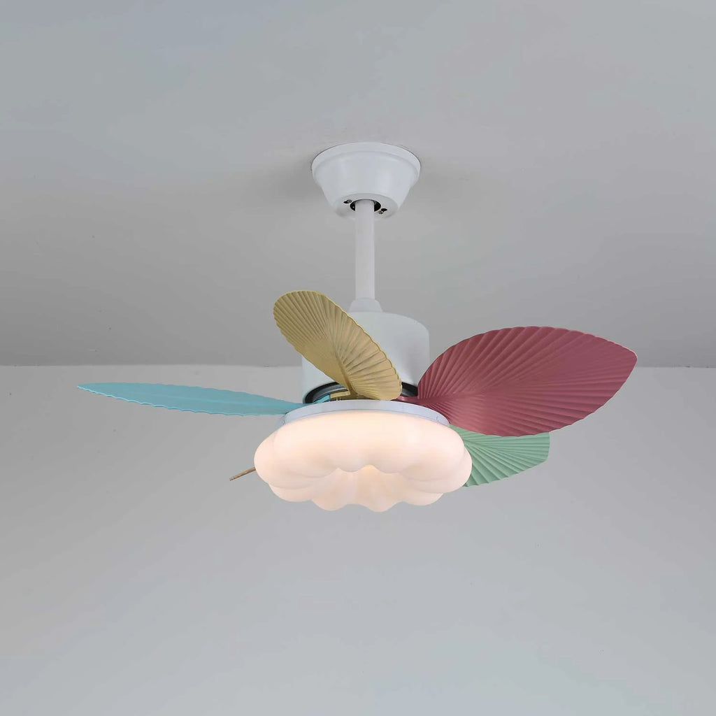 Candy Breeze Colorful Petal Glass Ceiling Fan Light