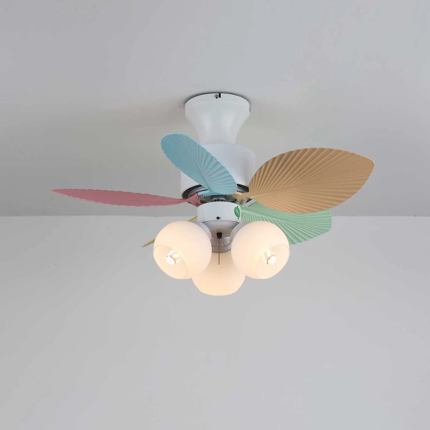 Candy Breeze Colorful Petal Glass Ceiling Fan Light