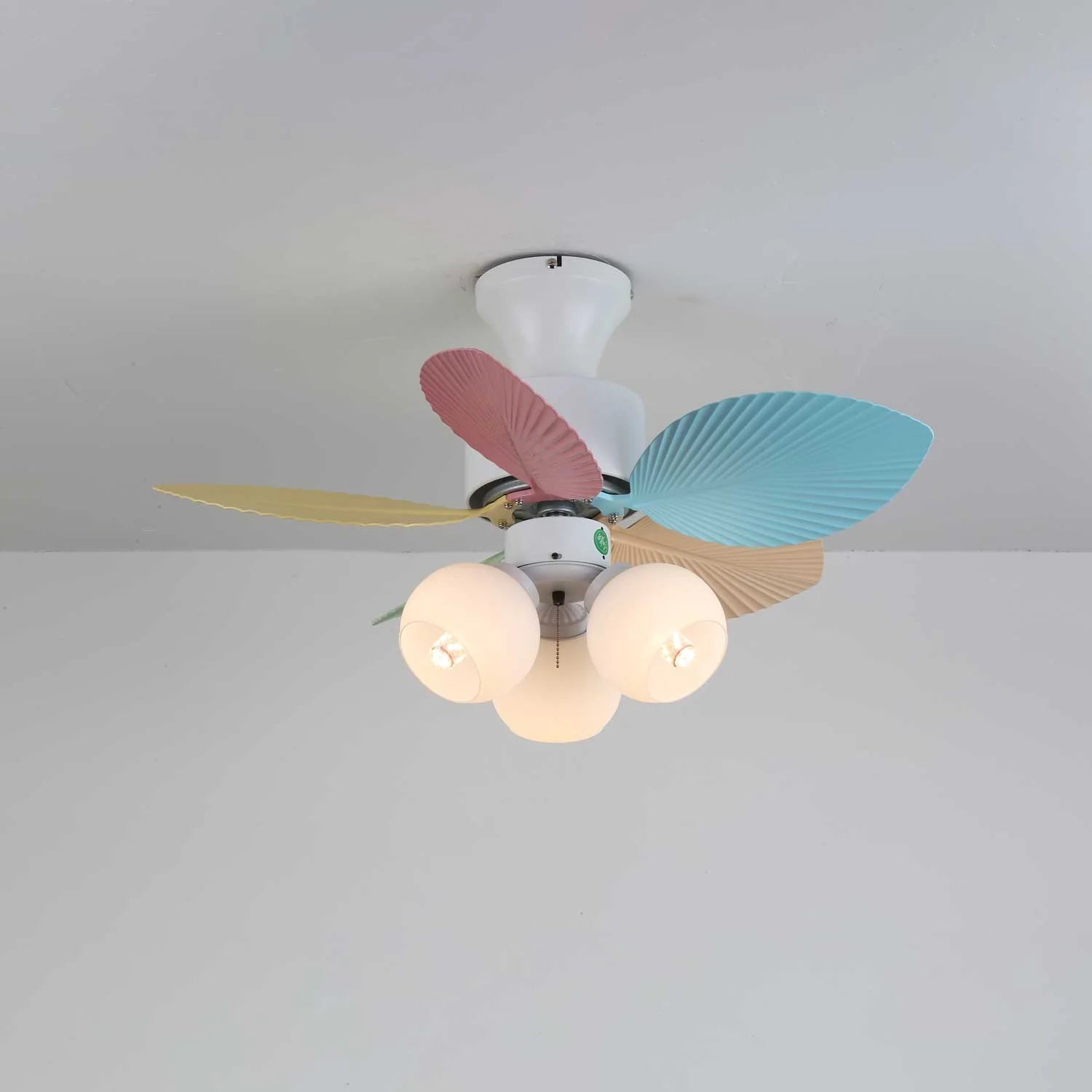Candy Breeze Colorful Petal Glass Ceiling Fan Light