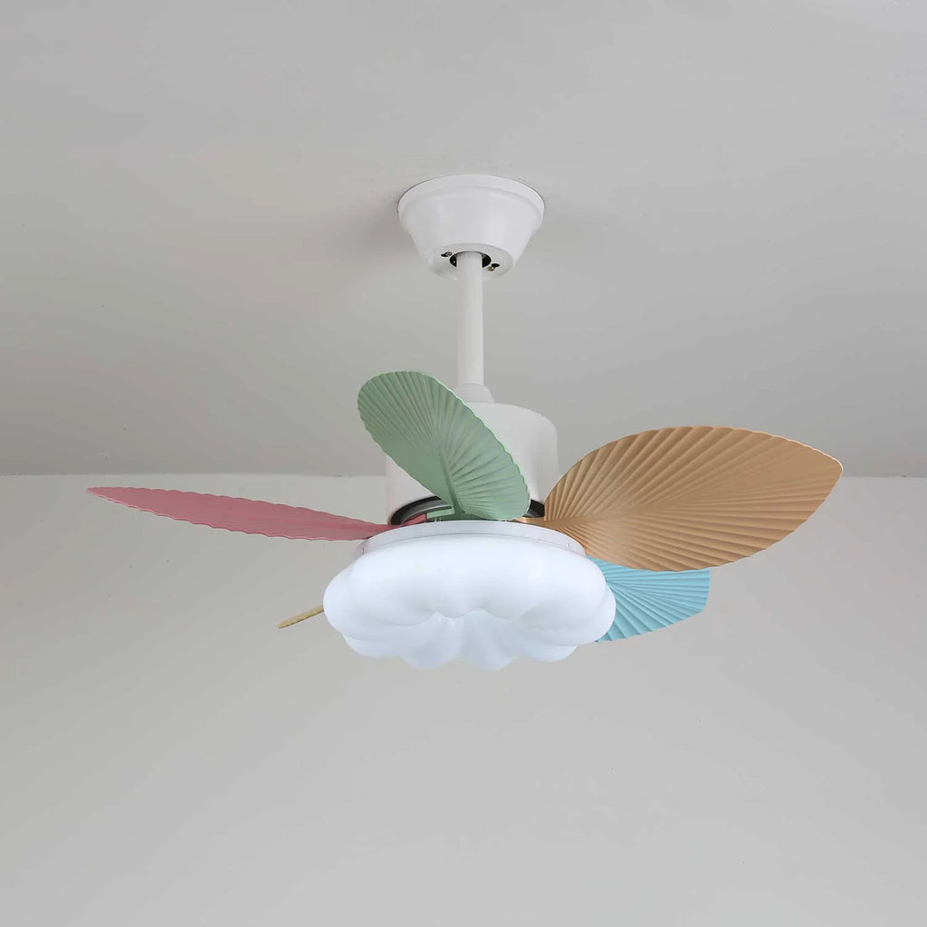 Candy Breeze Colorful Petal Glass Ceiling Fan Light