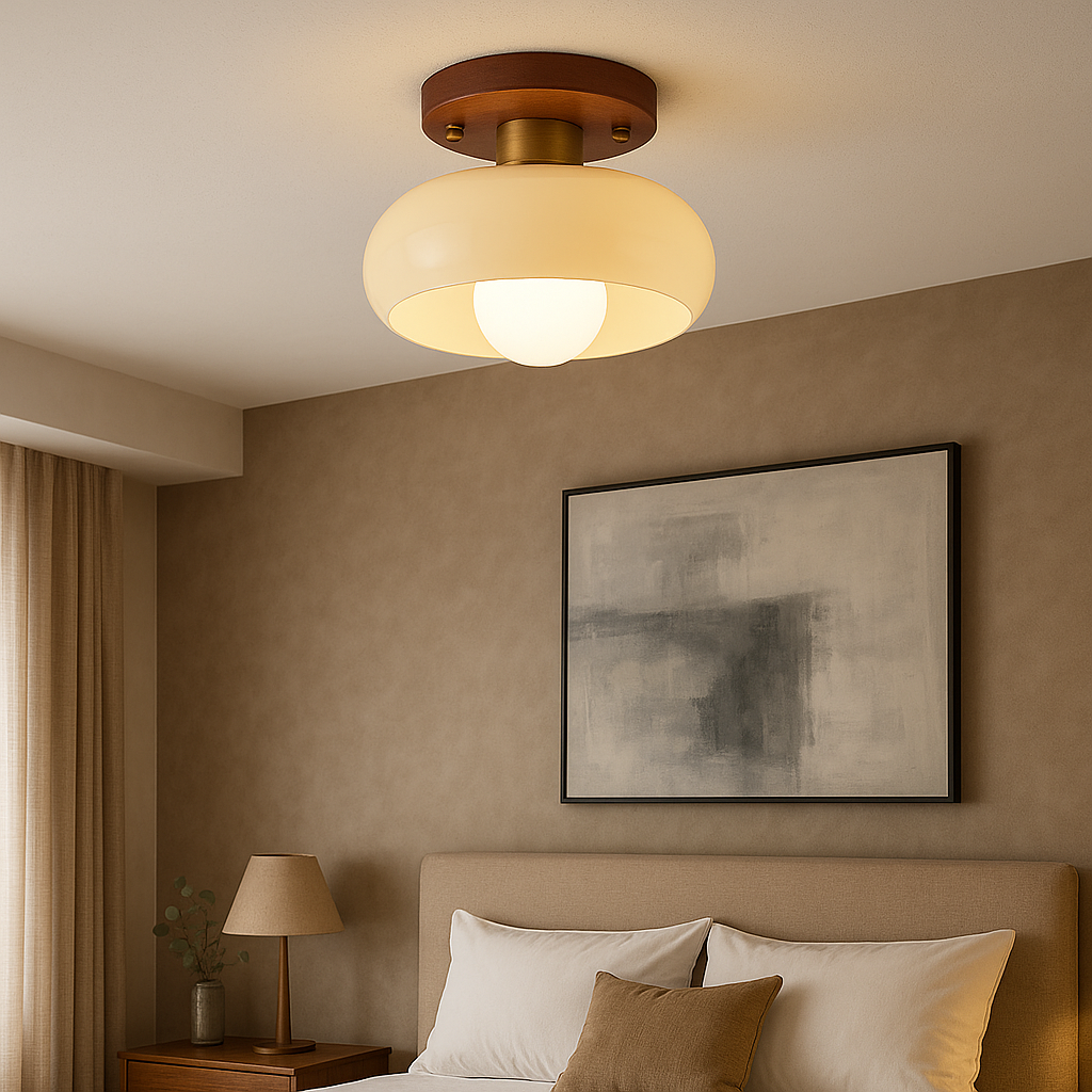 Wooden Cream Ceiling Light