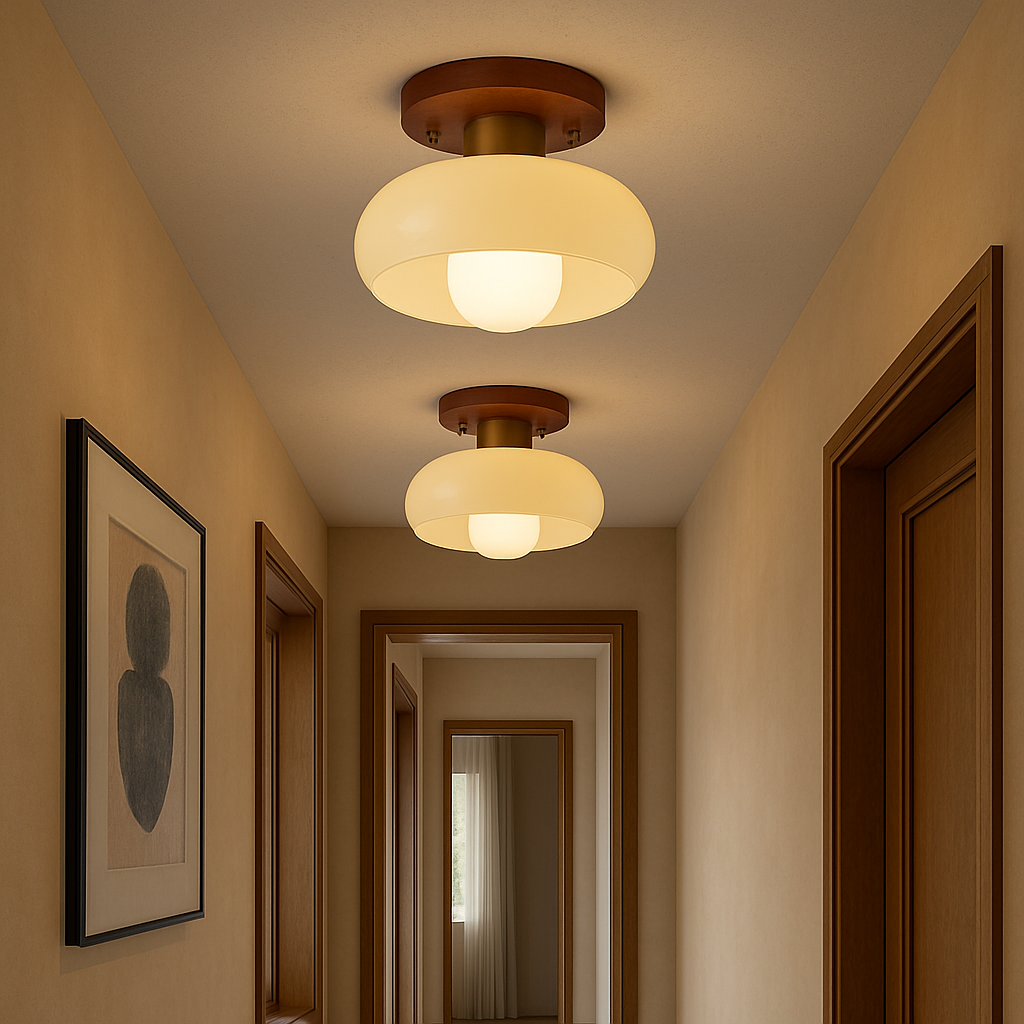 Wooden Cream Ceiling Light