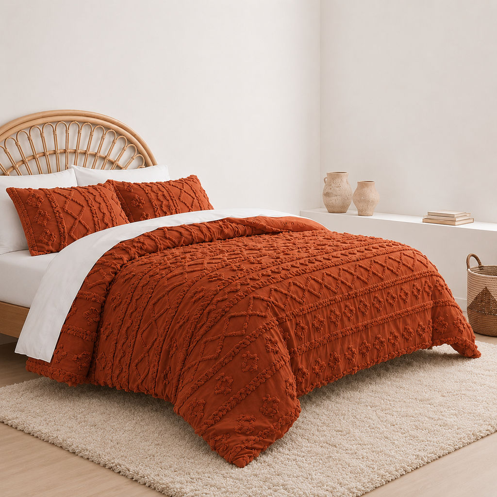 Tufted comforter detail, Caramel