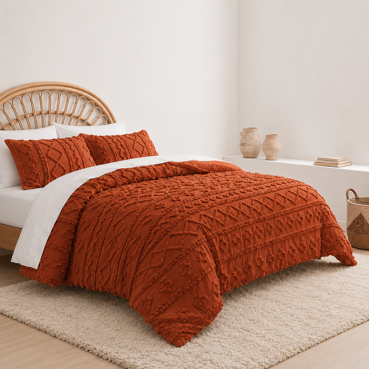 Tufted comforter detail, Caramel