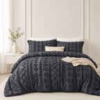 Dark Grey tufted comforter set on a bed