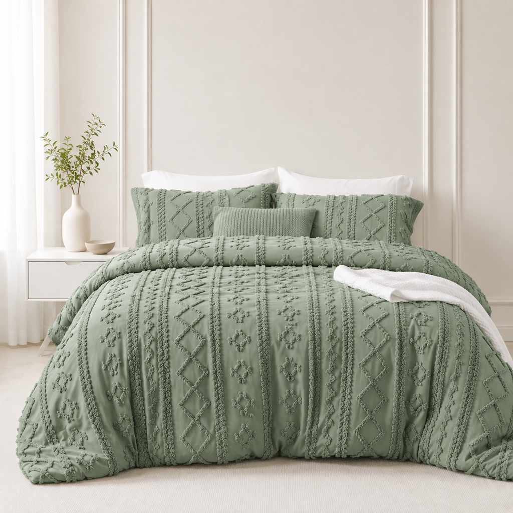 Tufted comforter detail, Purple