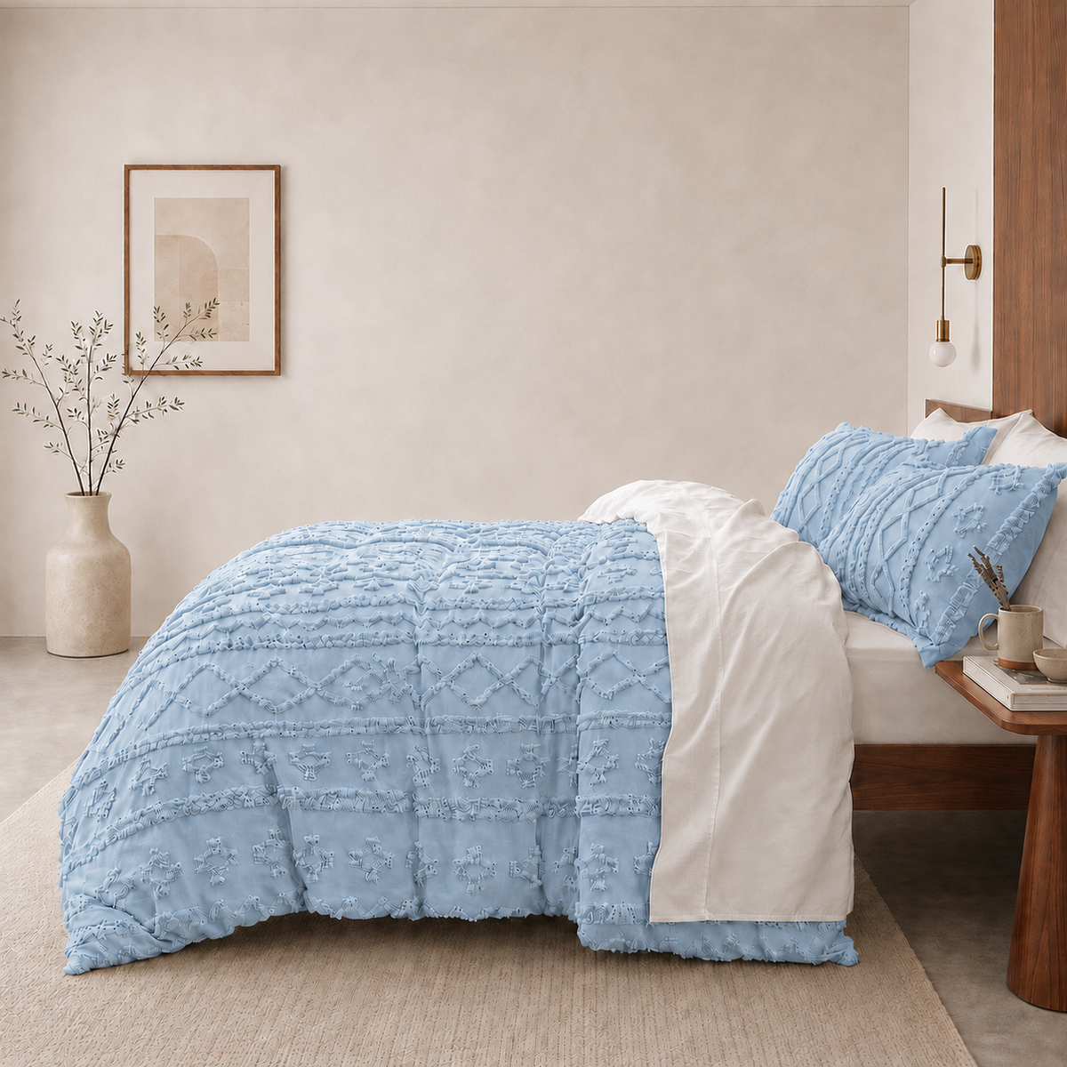Tufted comforter detail, Dusty Blue