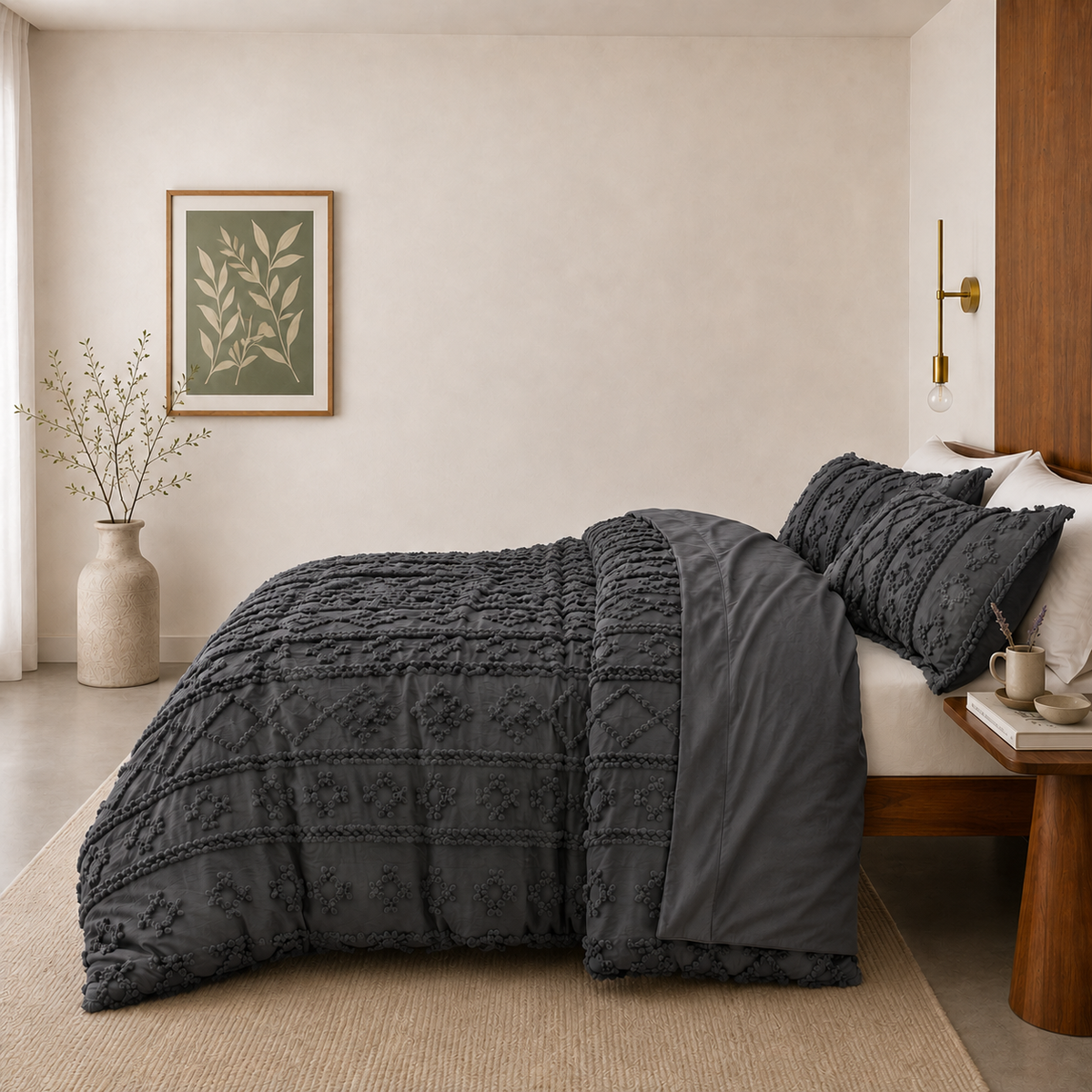 Tufted comforter detail, Dark Grey