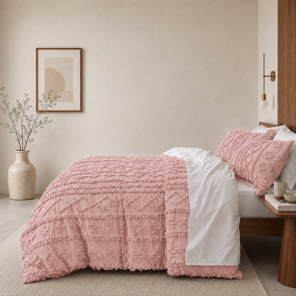 Tufted comforter detail, Pink
