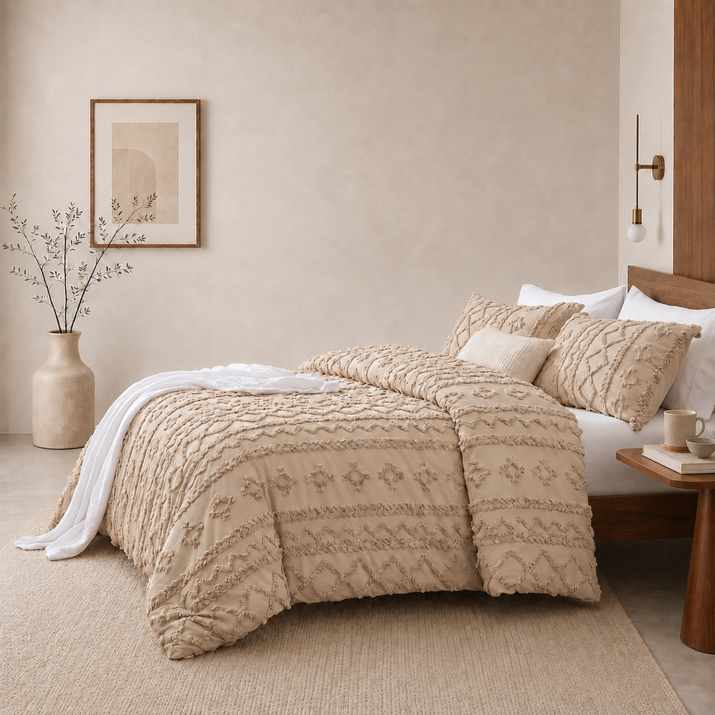 Tufted comforter detail, Khaki