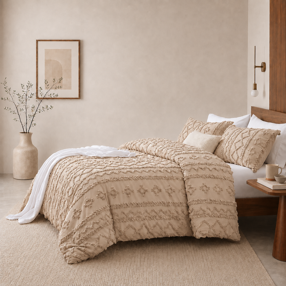 Tufted comforter detail, Khaki