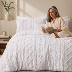 Tufted comforter detail, White