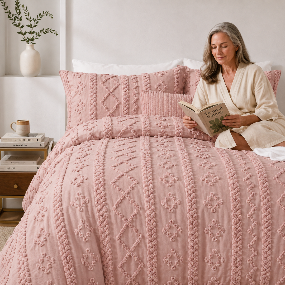 Tufted comforter detail, Pink
