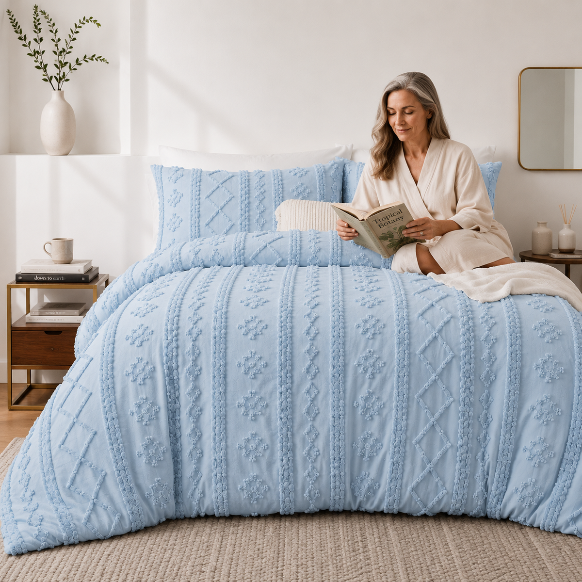 Tufted comforter detail, Dusty Blue