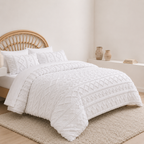 Tufted comforter detail, White