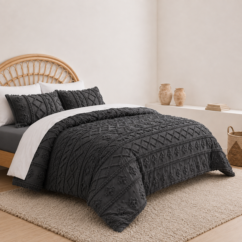 Tufted comforter detail, Dark Grey
