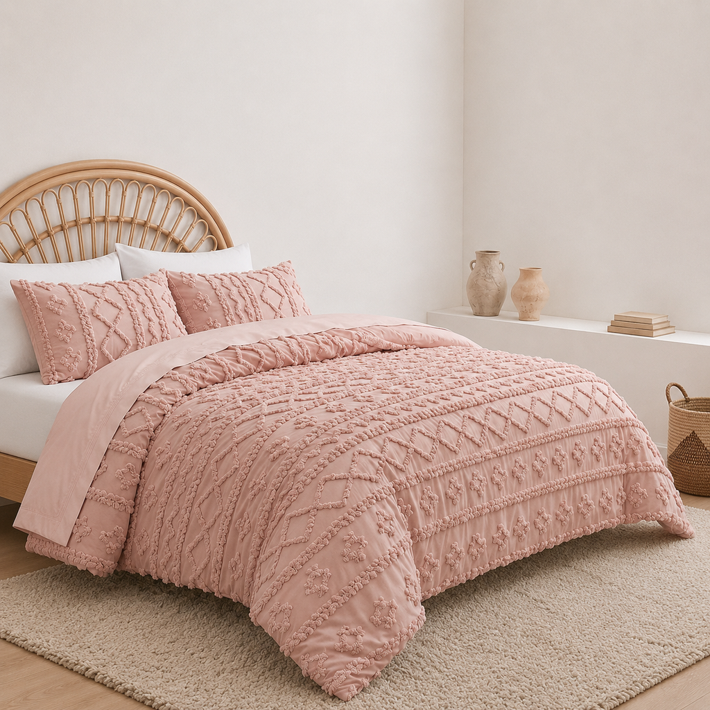 Tufted comforter detail, Pink