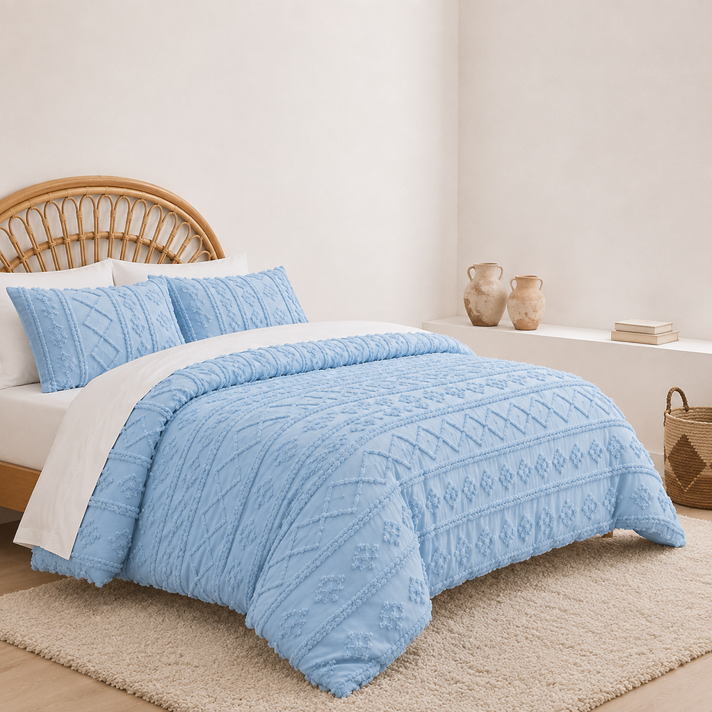 Tufted comforter detail, Dusty Blue
