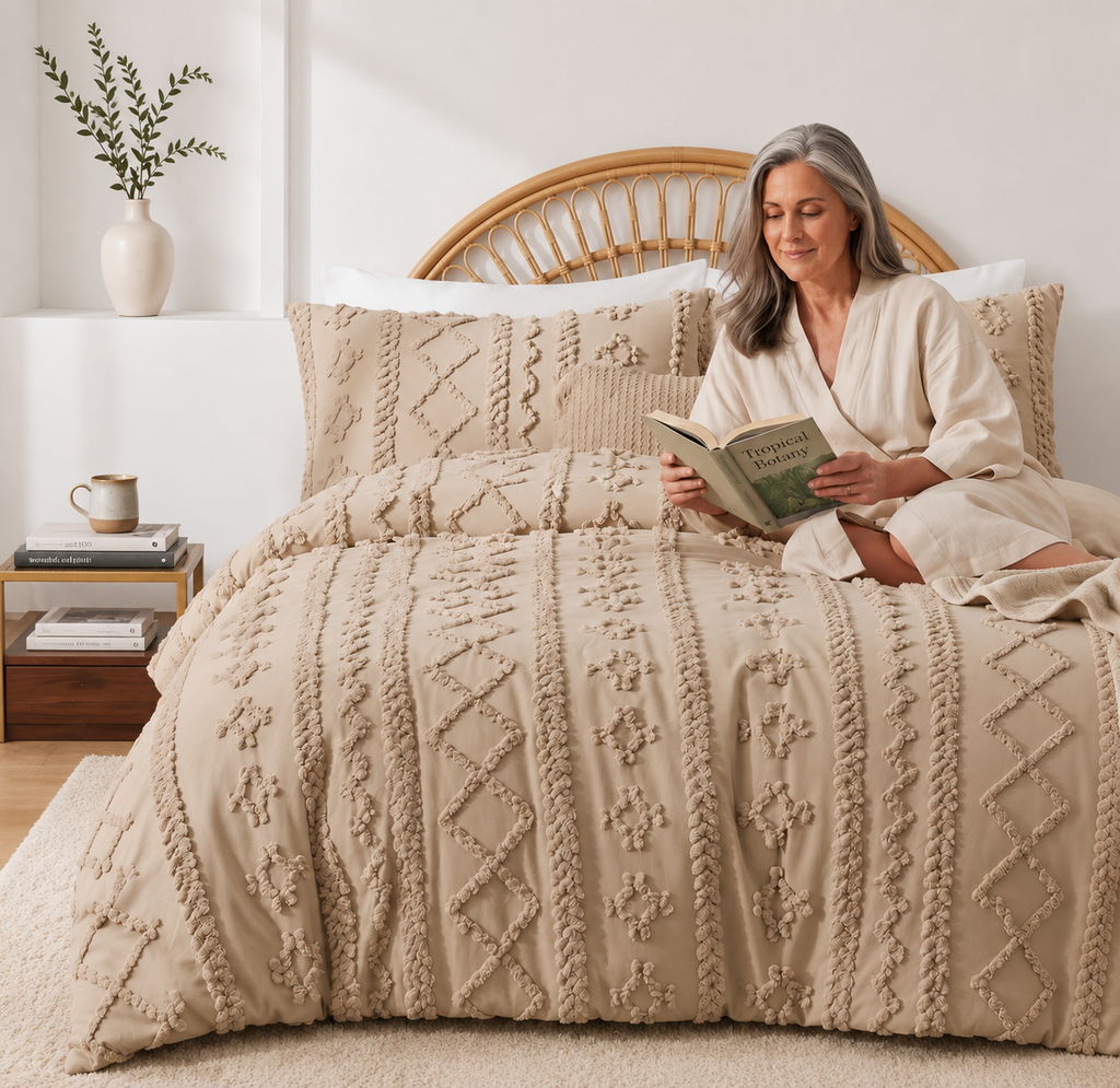 Tufted comforter detail, Khaki