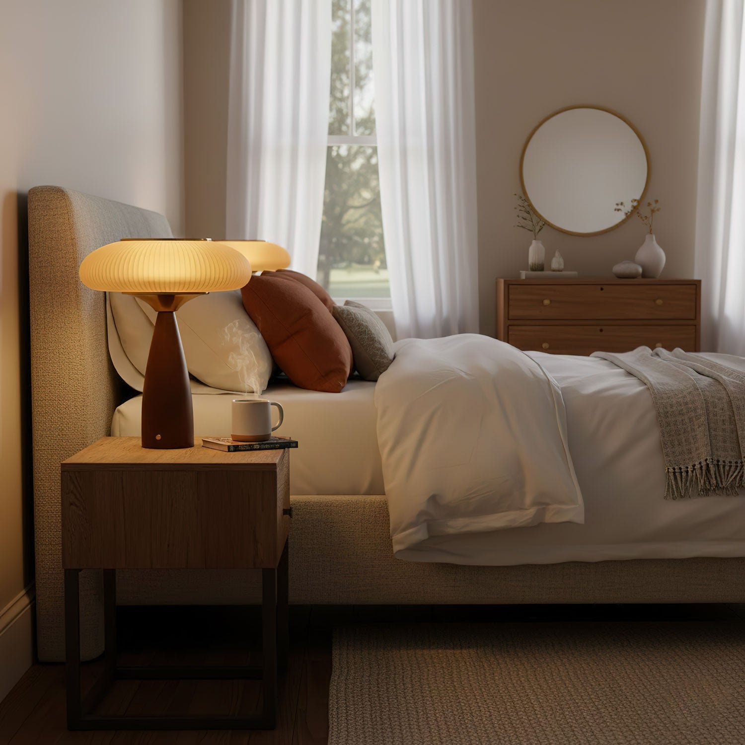 Cielo Arc Wood Table Lamp