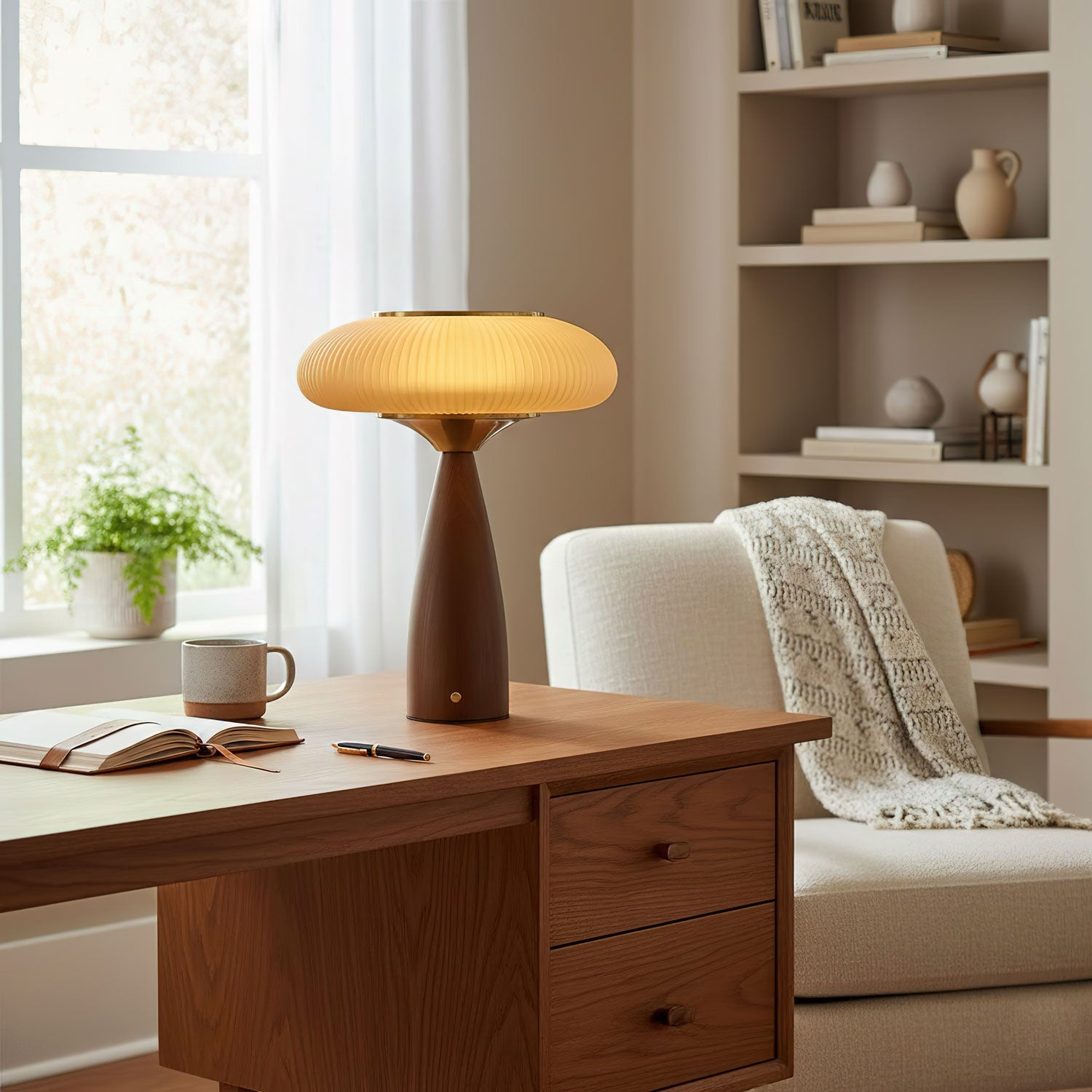 Cielo Arc Wood Table Lamp
