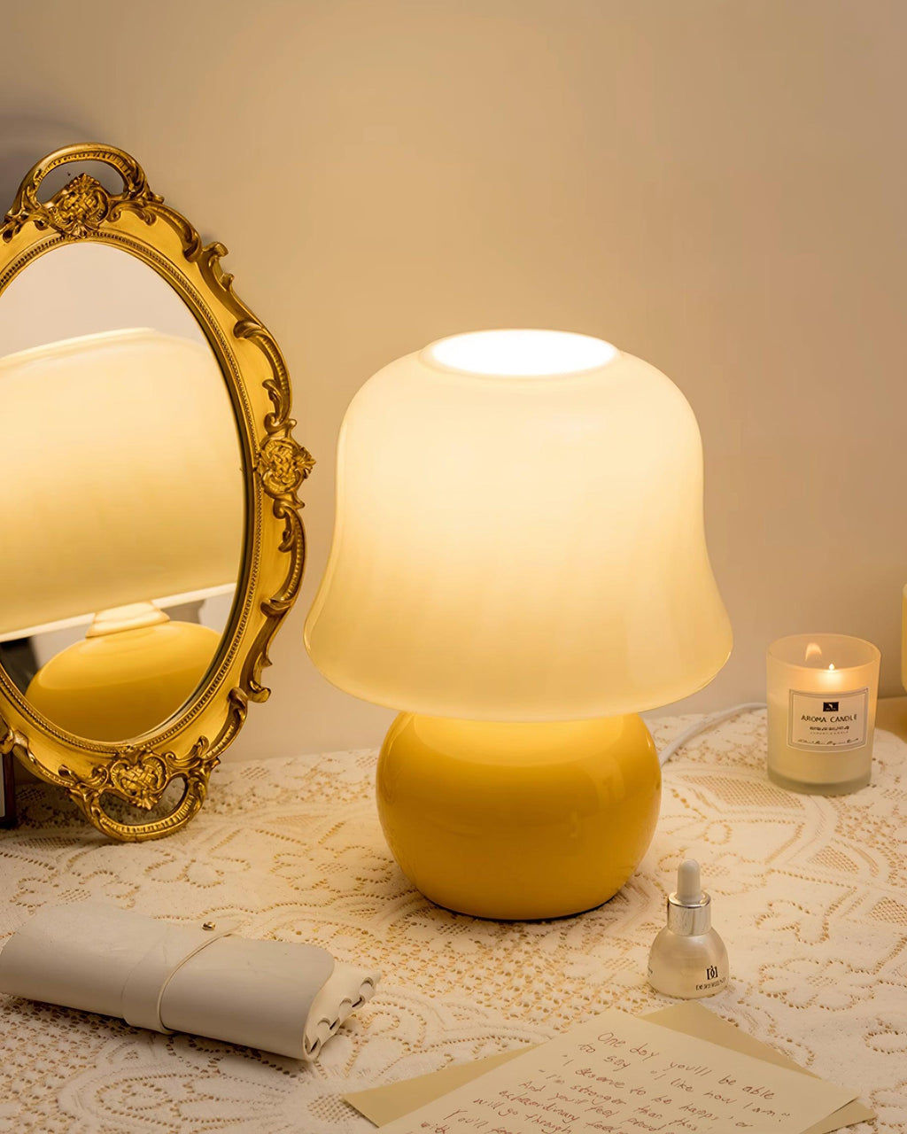 Luxury Cream Mushroom Table Lamp
