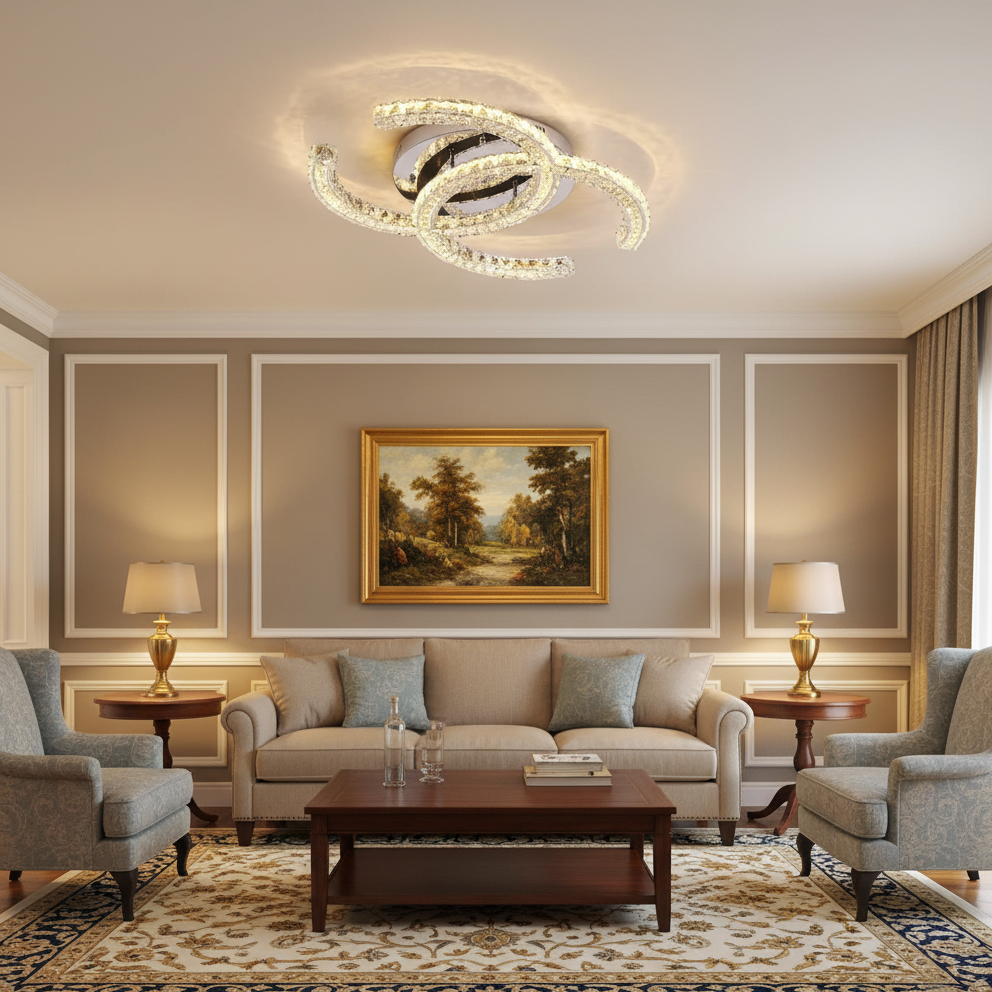 Contemporary Crystal Ceiling Light