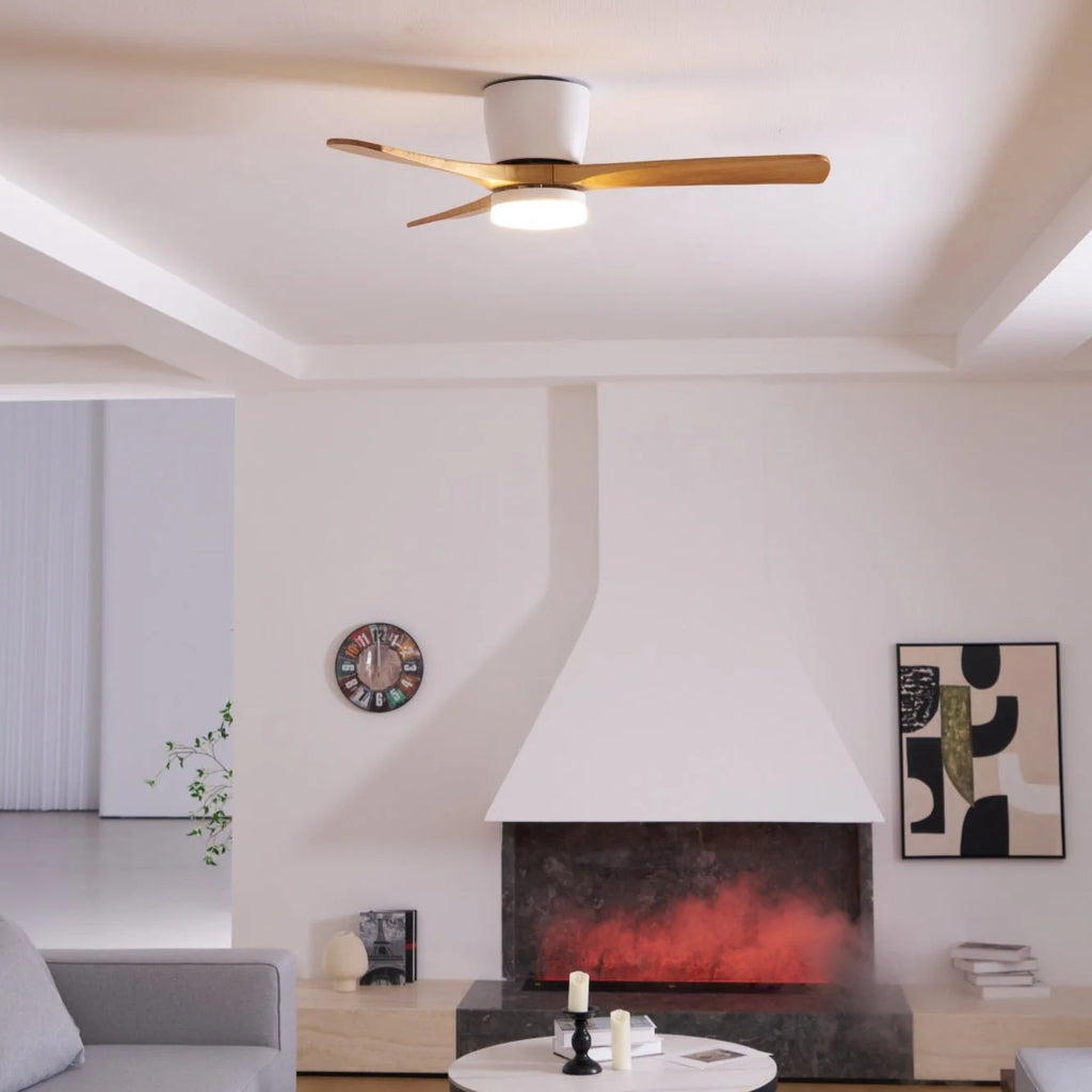 Nordic Wood Blade Ceiling Fan Light
