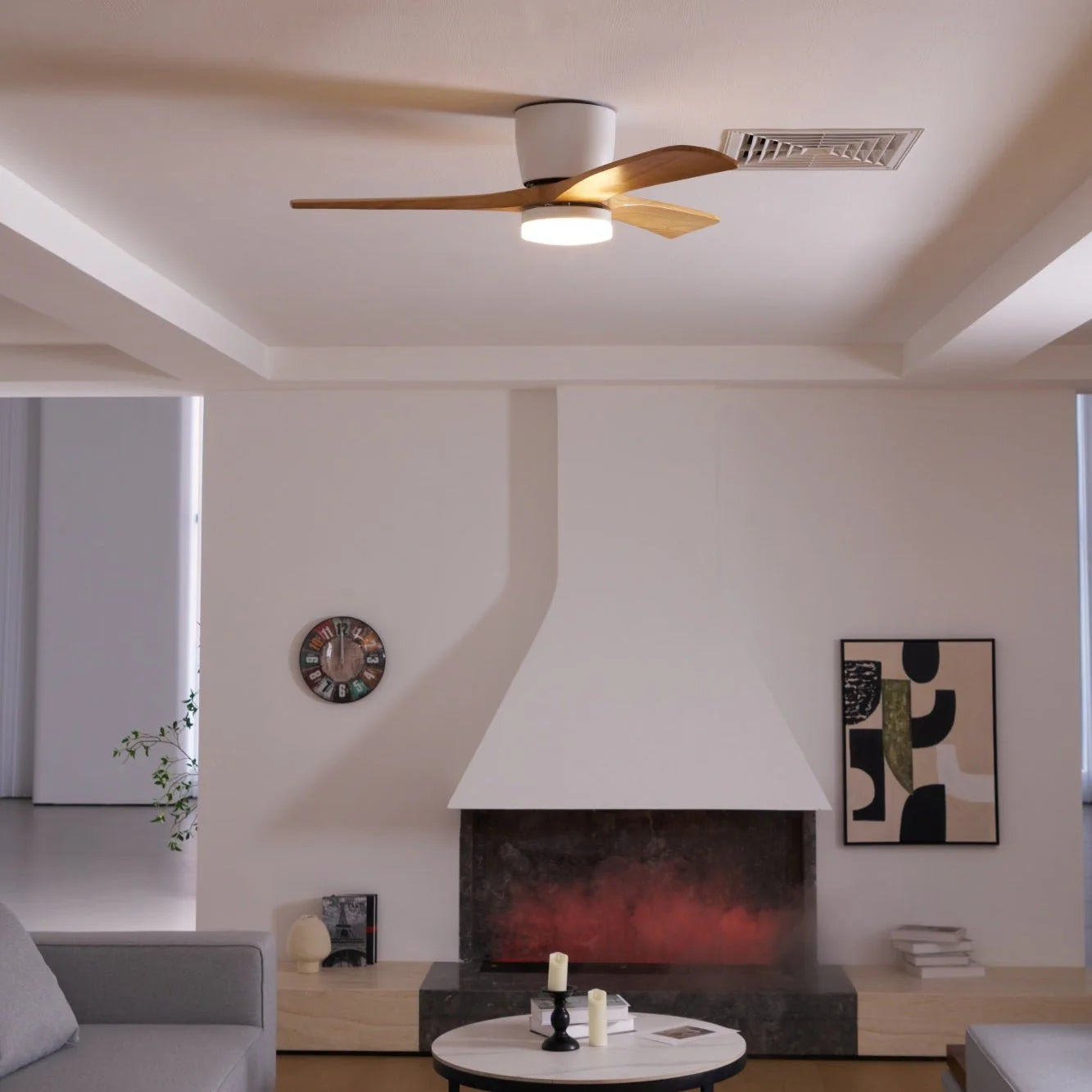 Nordic Wood Blade Ceiling Fan Light