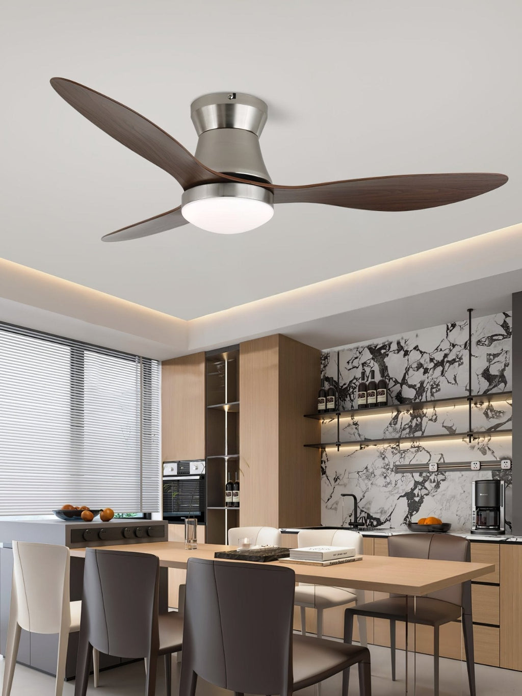Aeronix Minimalist Walnut Ceiling Fan Light