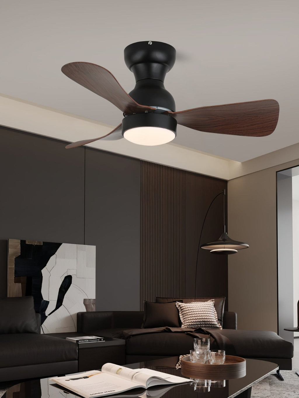 Civico Spin Designer Walnut Ceiling Fan Light