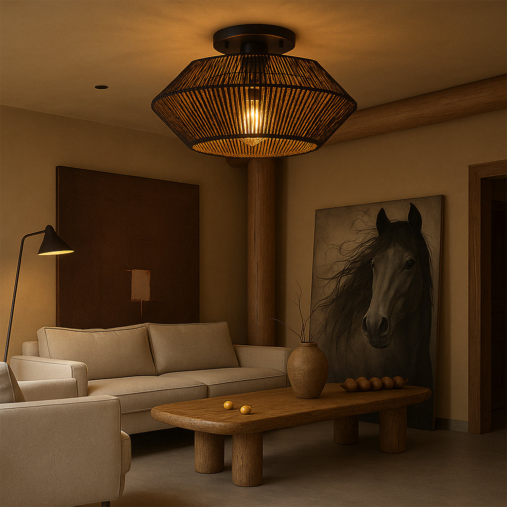 Bamboo Woven Ceiling Light