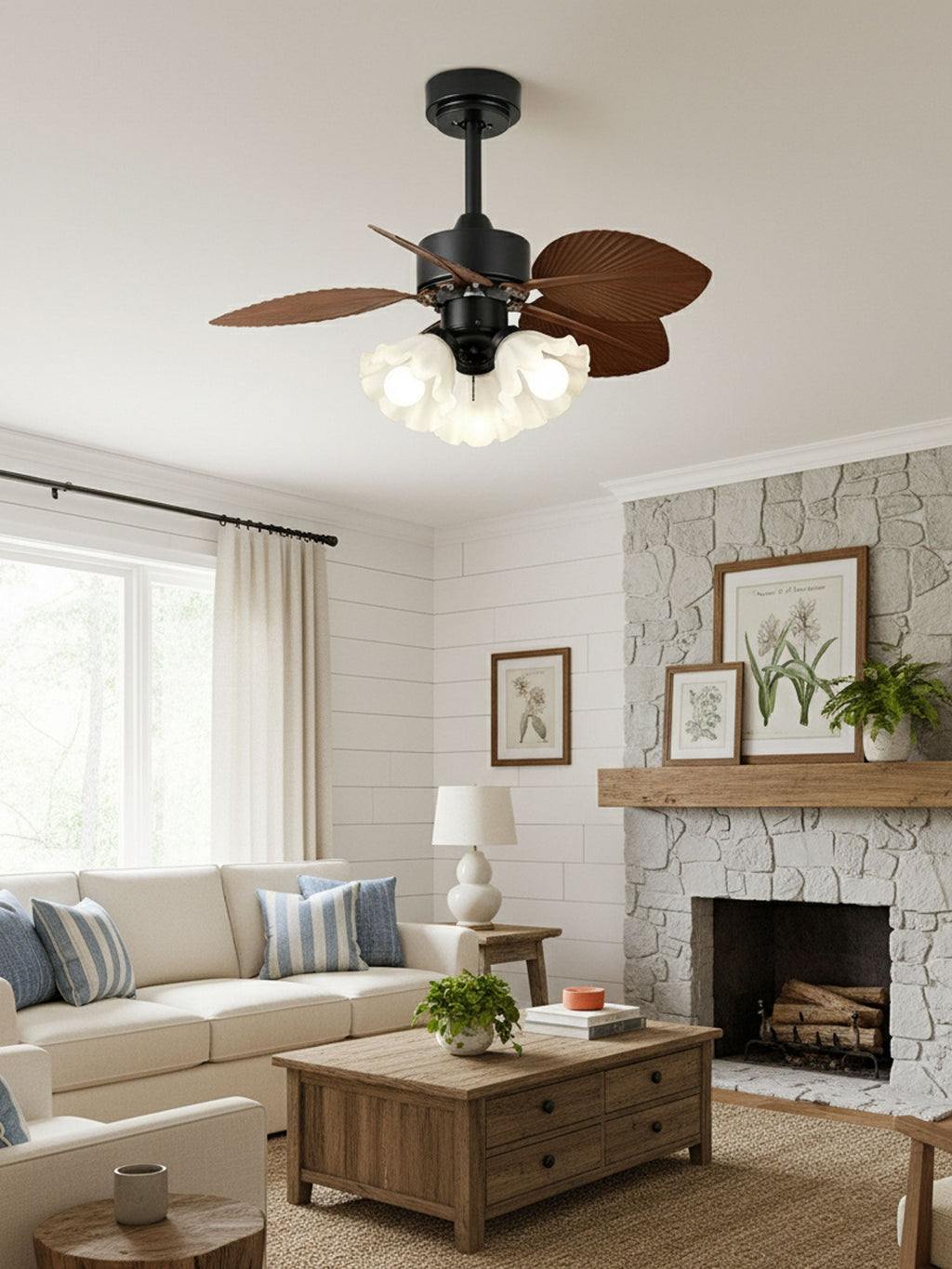 Floriva Vintage Botanical Ceiling Fan Light