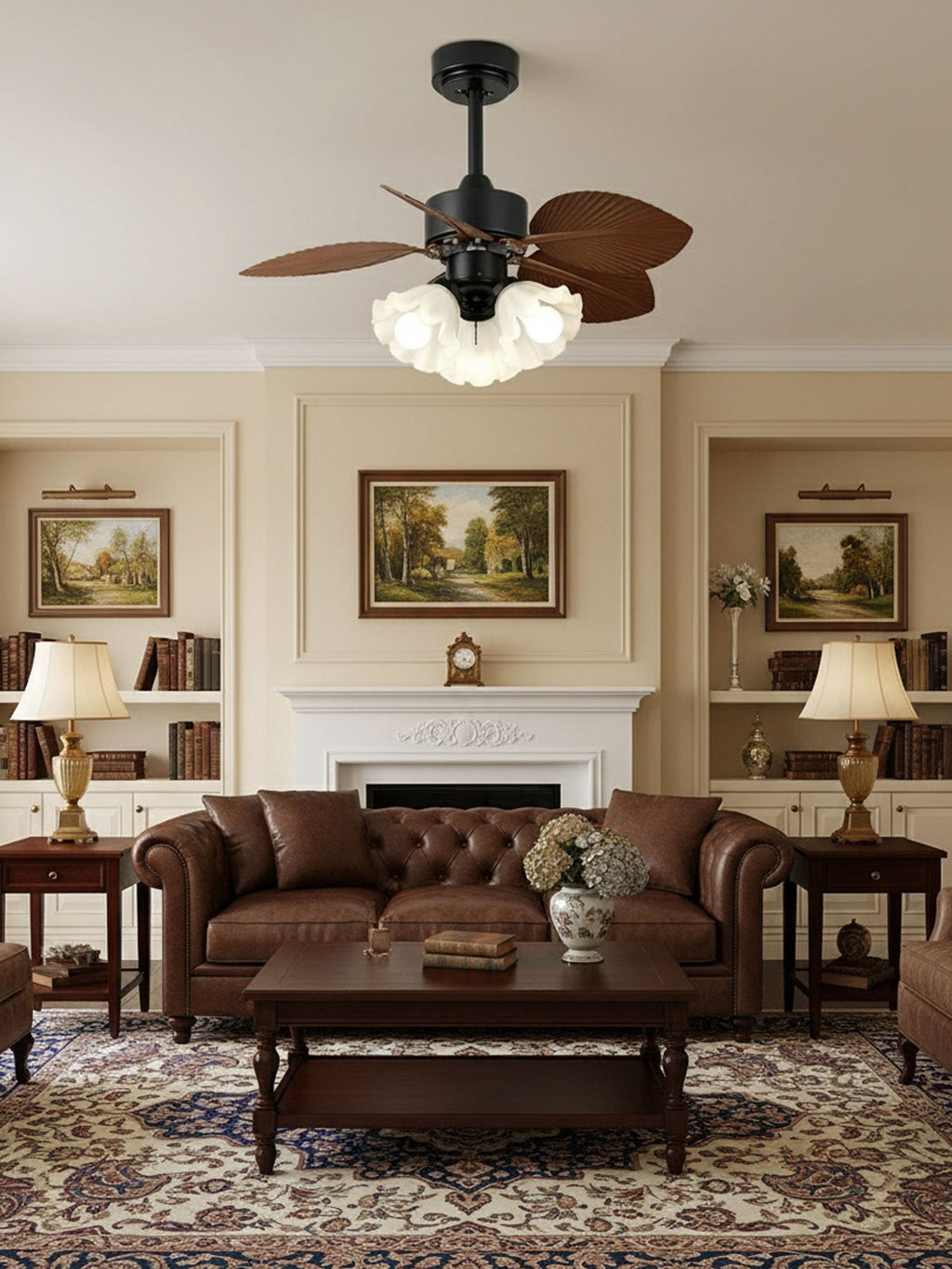 Floriva Vintage Botanical Ceiling Fan Light