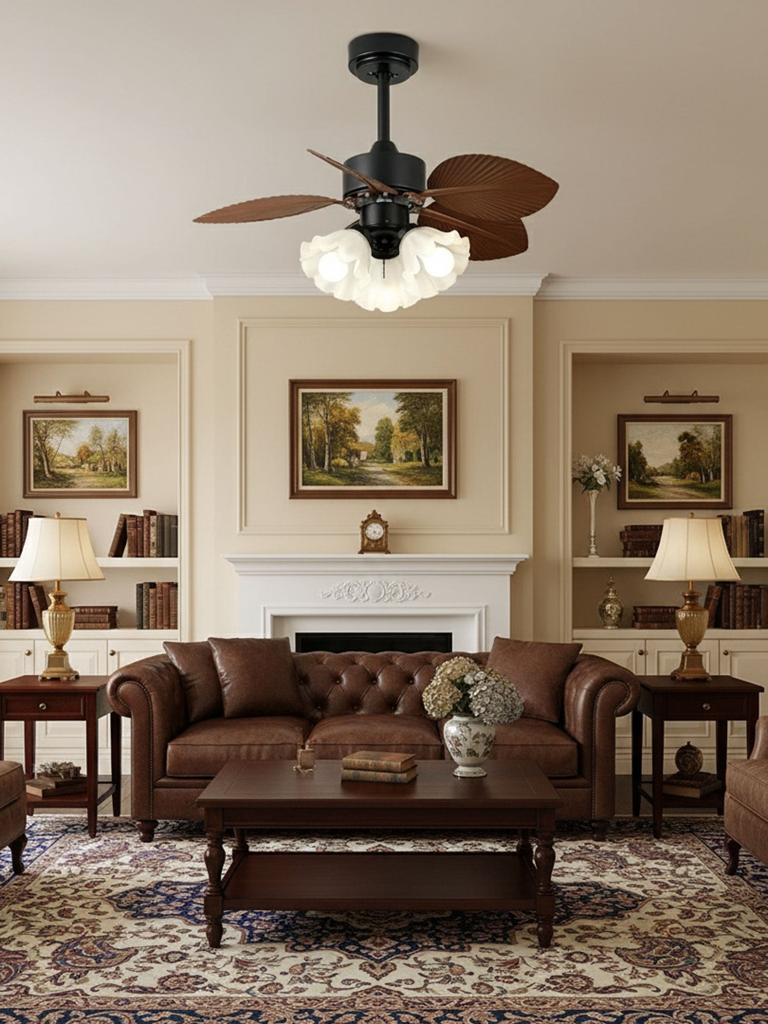 Floriva Vintage Botanical Ceiling Fan Light