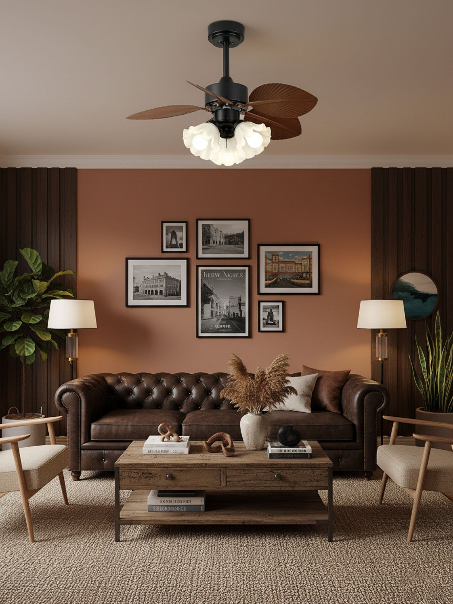 Floriva Vintage Botanical Ceiling Fan Light
