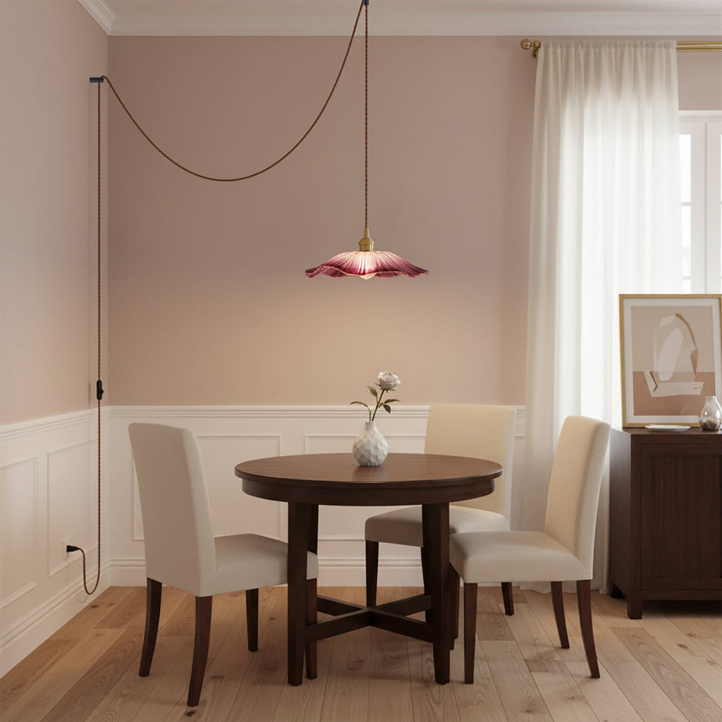 Flora Glass Plug-In Pendant Light